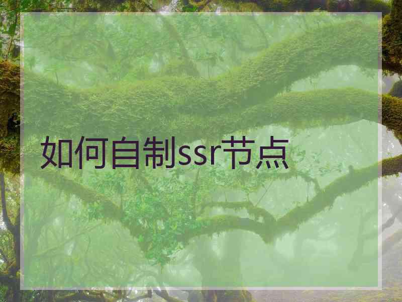 如何自制ssr节点