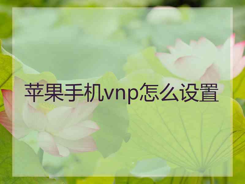 苹果手机vnp怎么设置