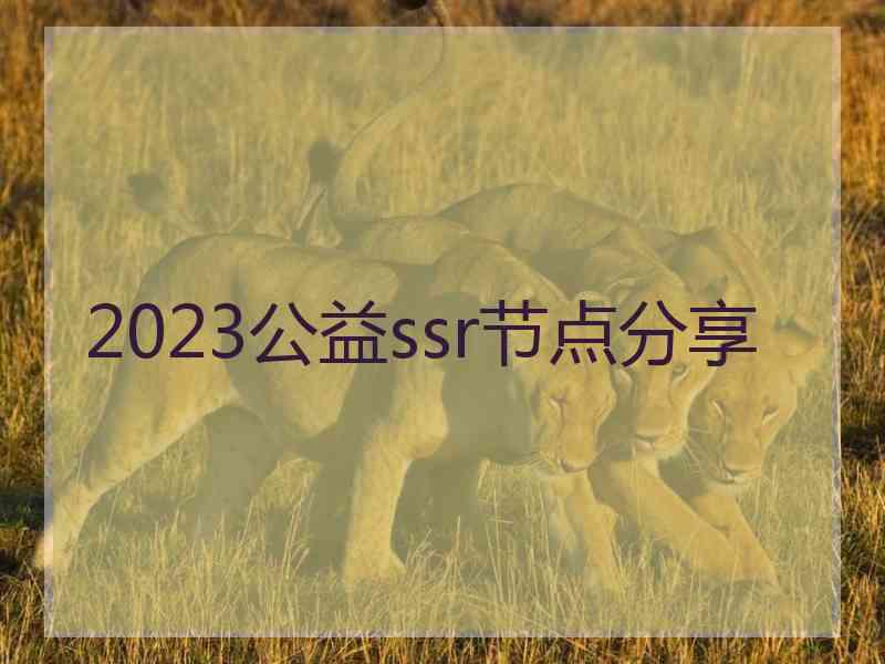 2023公益ssr节点分享