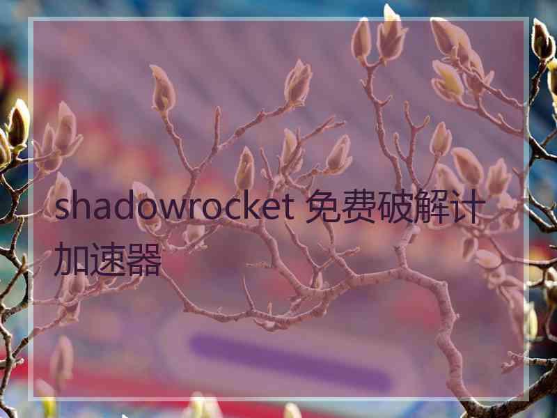 shadowrocket 免费破解计加速器