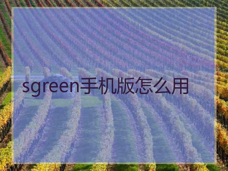 sgreen手机版怎么用