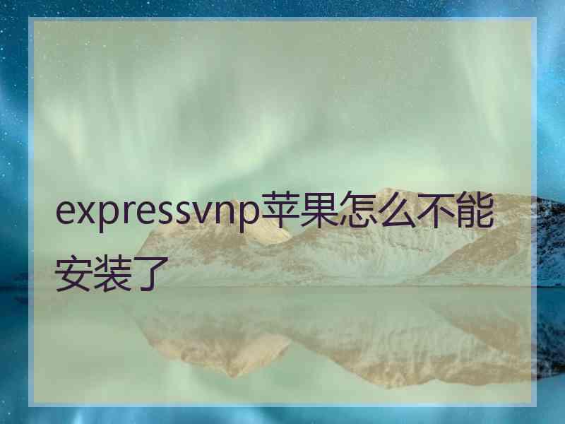 expressvnp苹果怎么不能安装了