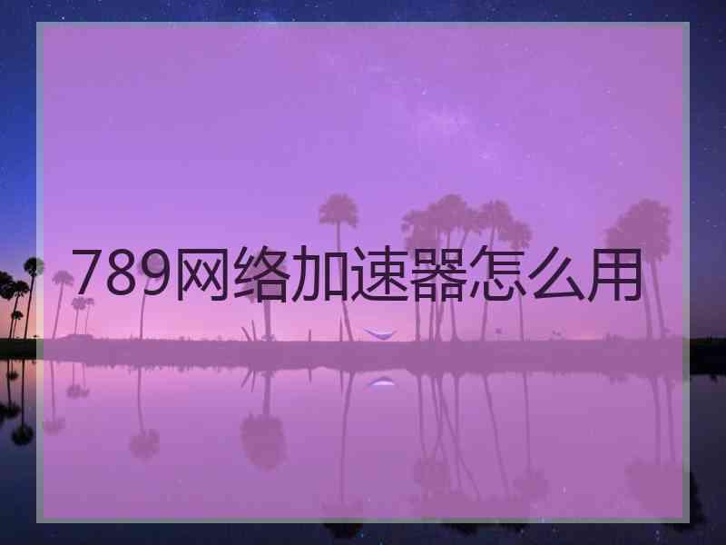 789网络加速器怎么用