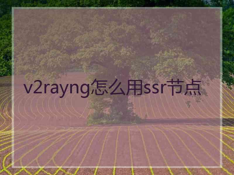 v2rayng怎么用ssr节点