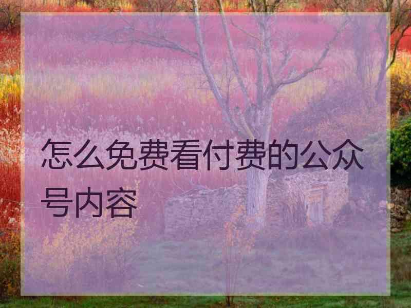 怎么免费看付费的公众号内容