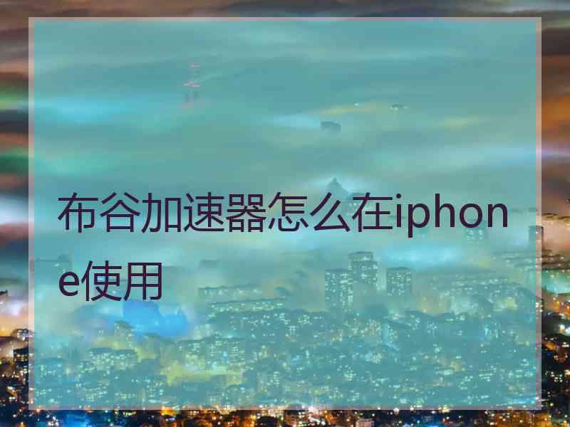 布谷加速器怎么在iphone使用