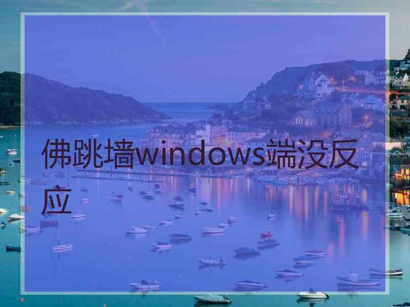 佛跳墙windows端没反应