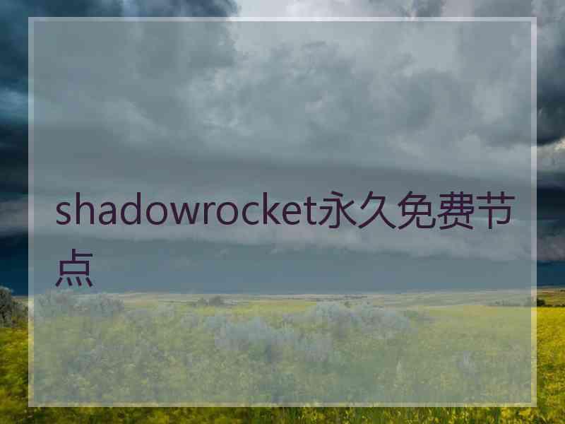 shadowrocket永久免费节点