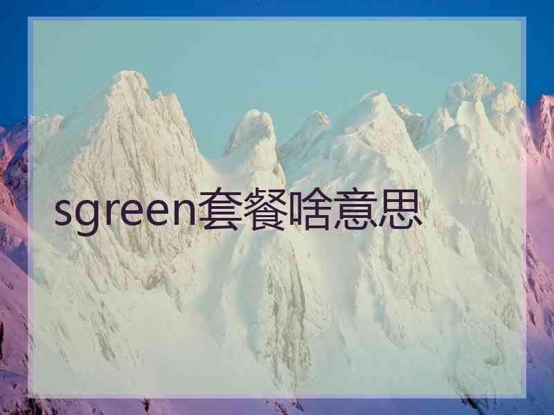 sgreen套餐啥意思