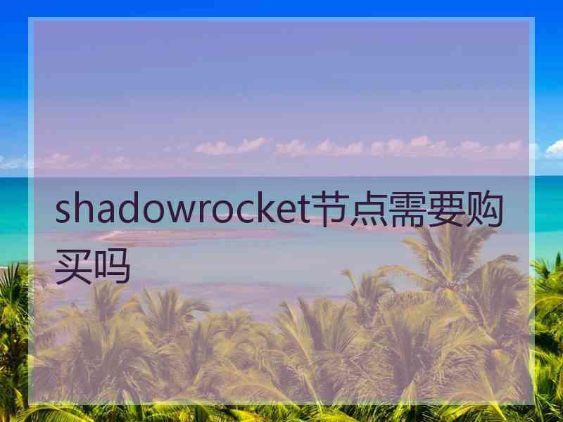 shadowrocket节点需要购买吗