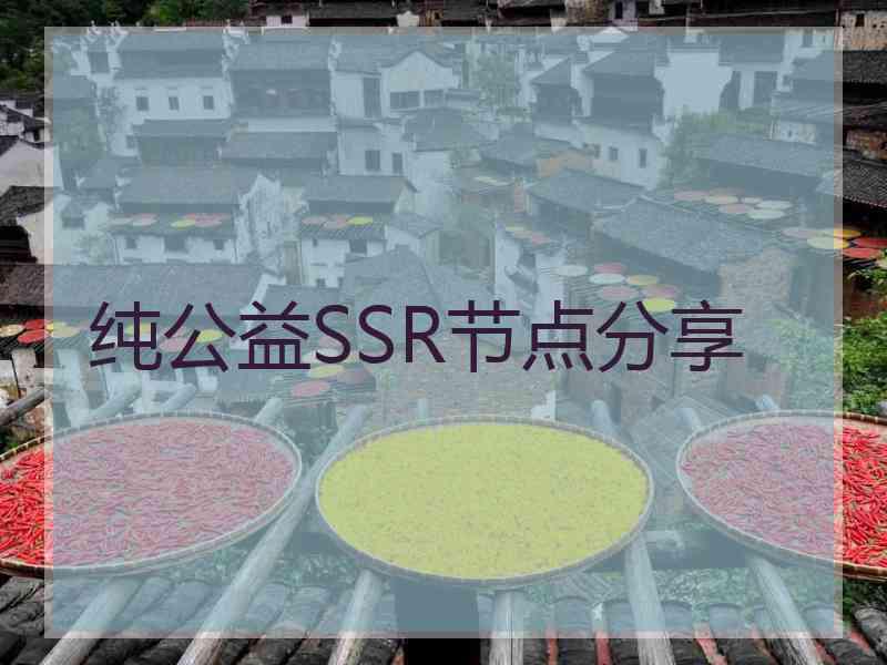 纯公益SSR节点分享