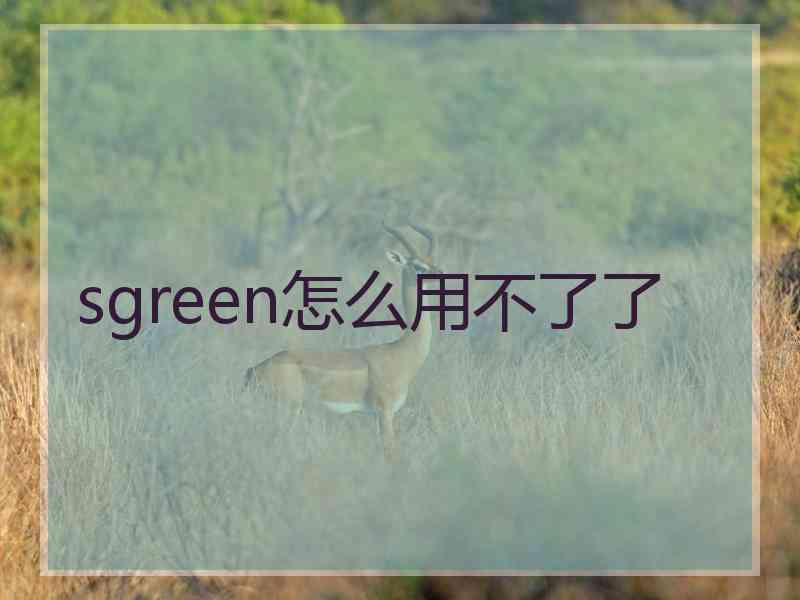 sgreen怎么用不了了