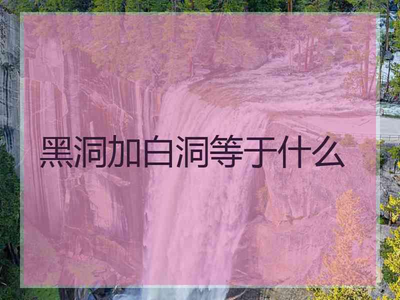 黑洞加白洞等于什么