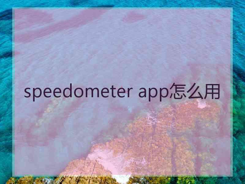 speedometer app怎么用