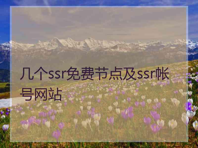 几个ssr免费节点及ssr帐号网站