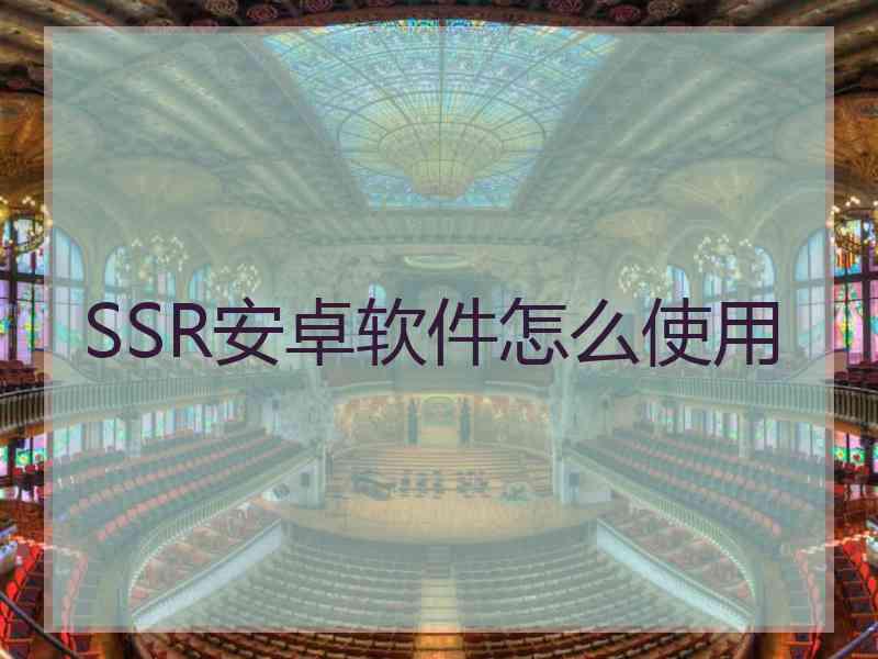 SSR安卓软件怎么使用