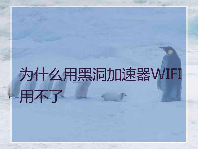 为什么用黑洞加速器WIFI用不了