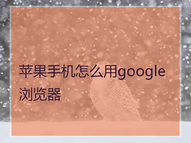 苹果手机怎么用google浏览器