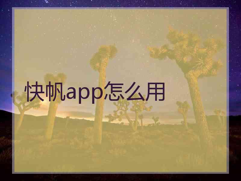 快帆app怎么用