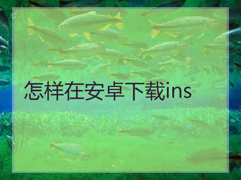 怎样在安卓下载ins