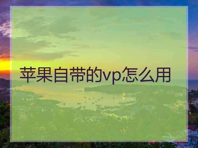 苹果自带的vp怎么用