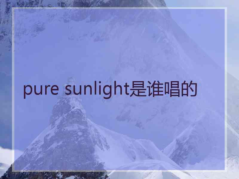 pure sunlight是谁唱的