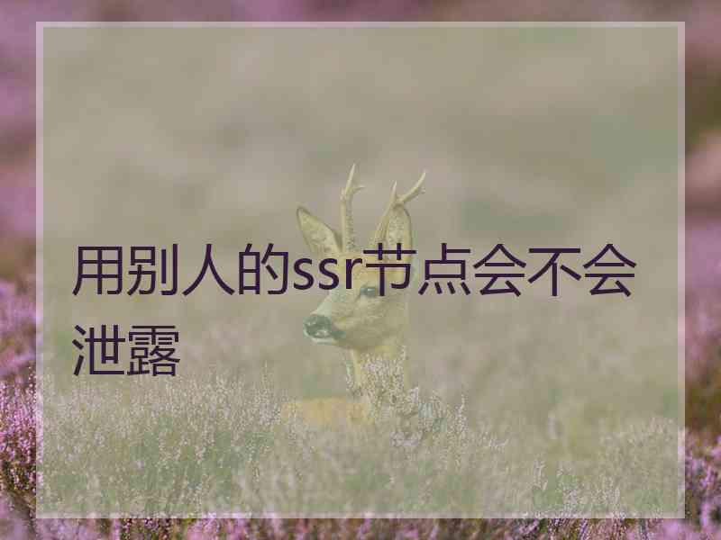 用别人的ssr节点会不会泄露